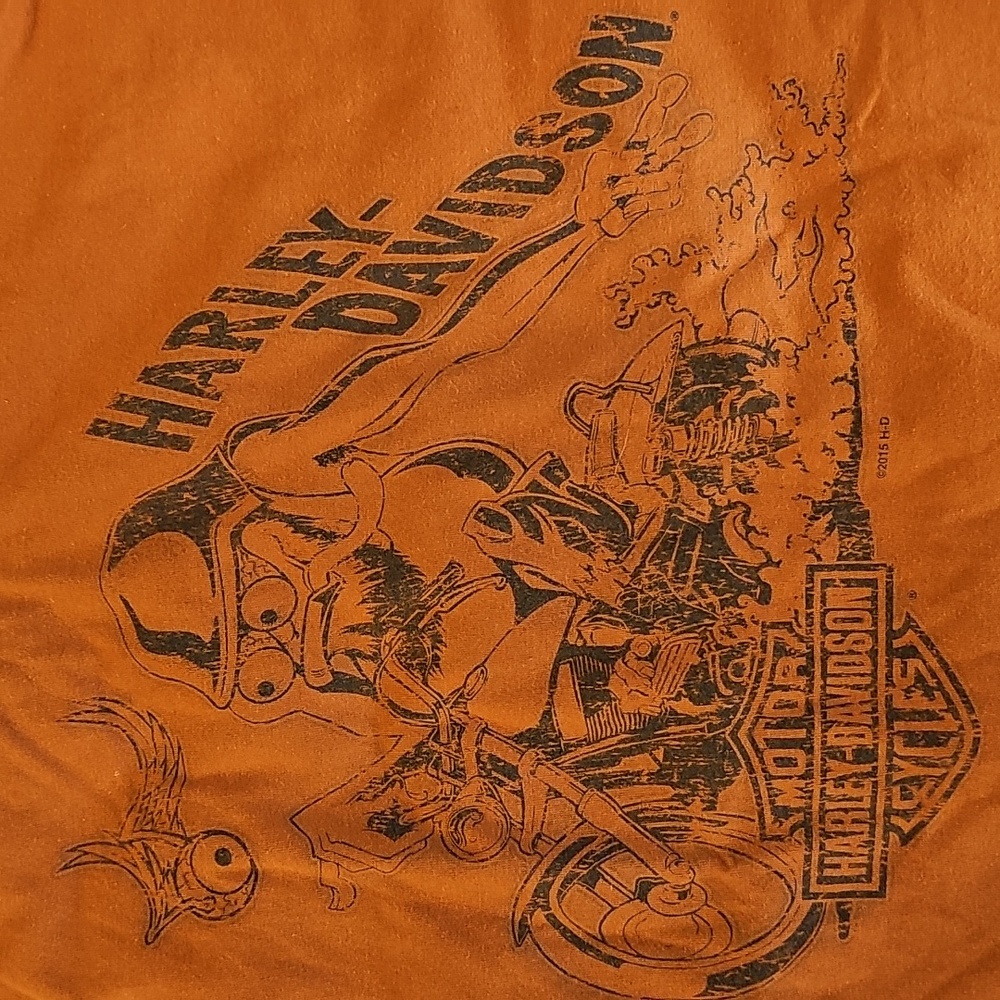 Harley-Davidson Cartoon Big Eye Biker Orange T-Shirt Mens XL Chandler AZ EUC